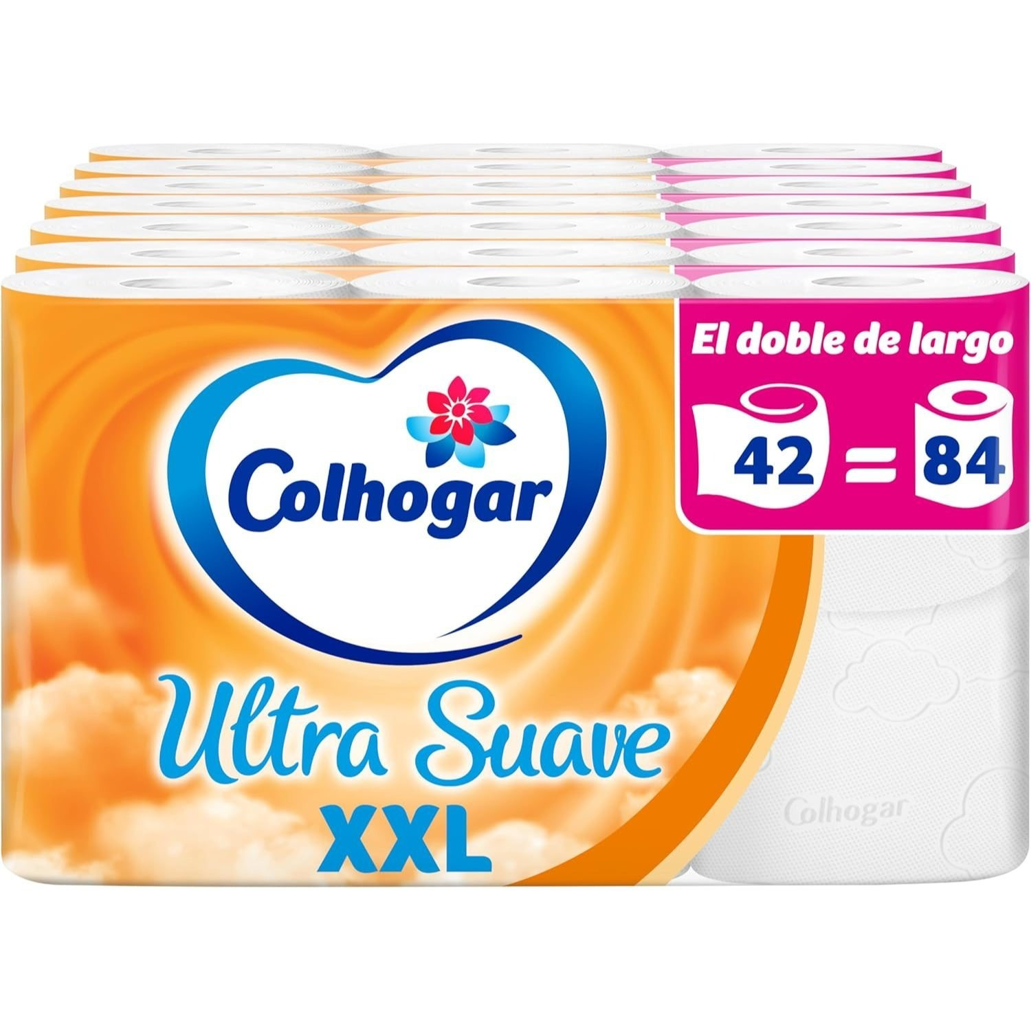 TEMU Colhogar Ultra XXL 32.5metros de papel 7x6 - Papel Higiénico - Paquete con 42 Rollos Extra Grandes - Papel de Baño de 2 Capas - de Perfume -