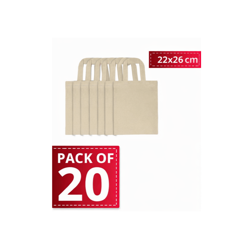 TEMU Bolsas tote pequeñas 22x26 cm, paquete de 20, 145 g/m², 100 % algodón