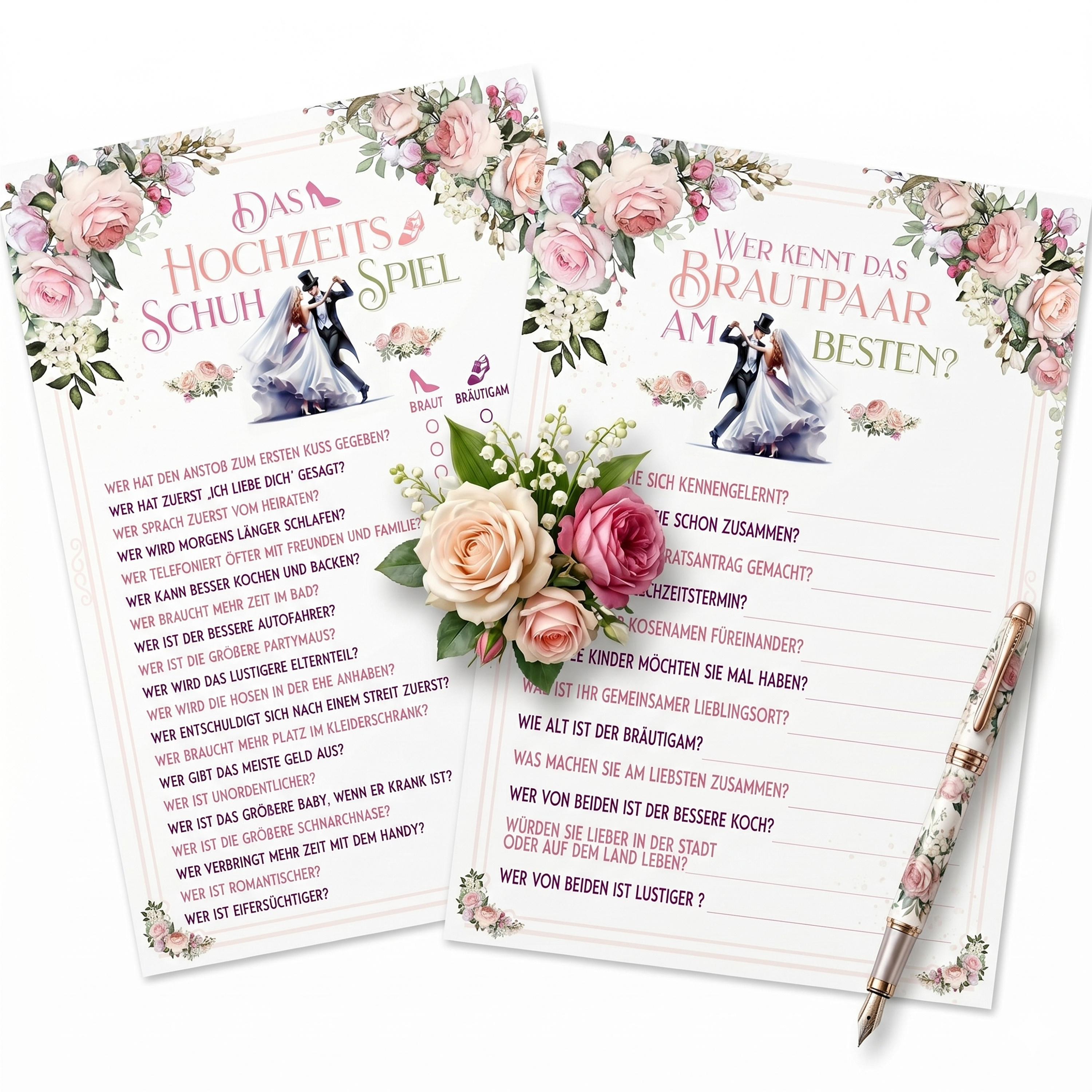 Image of 20x The Wedding Quiz | Wedding Game | The Wedding | The Bride And Groom Best? | Marriage Test | Game For The Wedding | Size A5 | Brand Zuckermoment