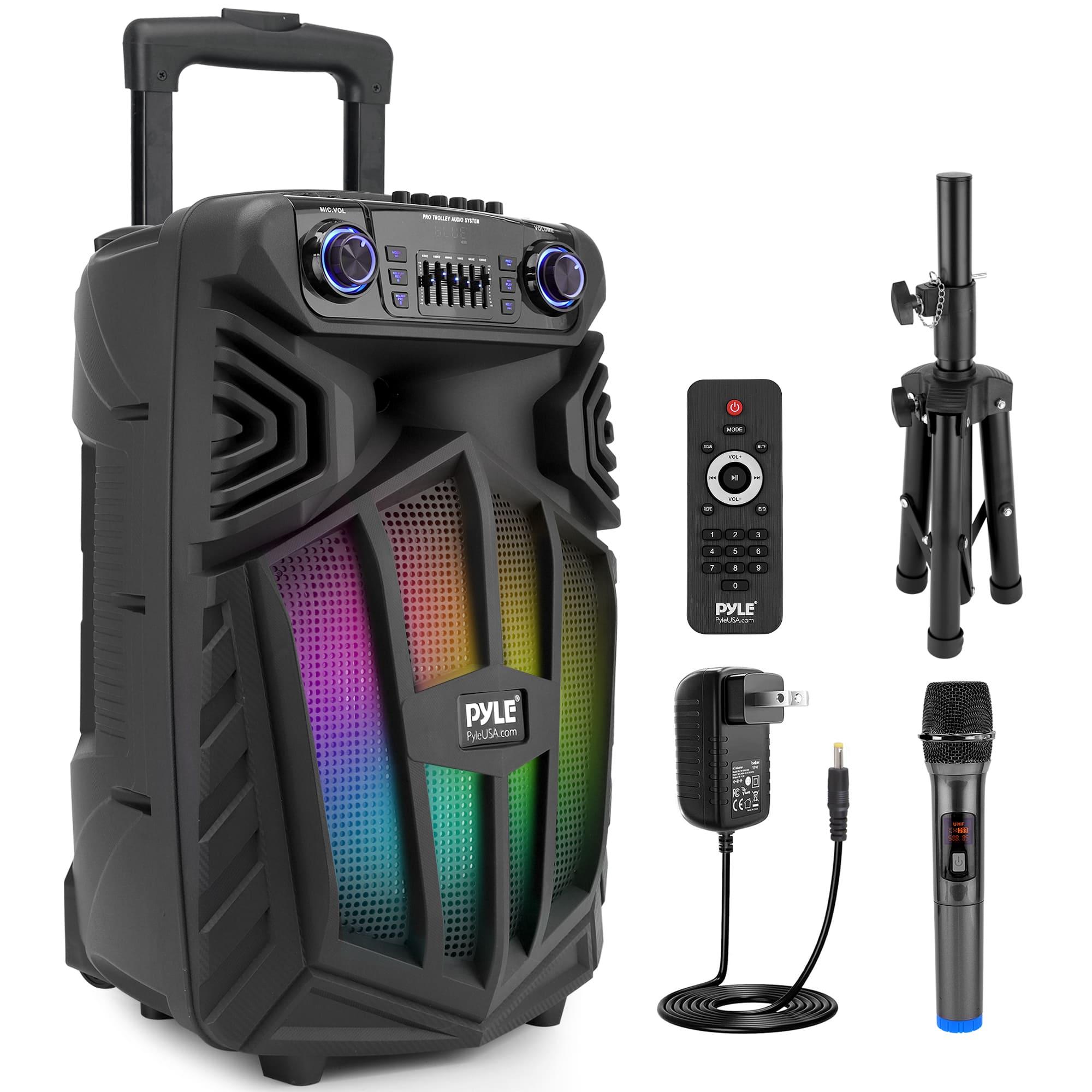 Portable Bluetooth Pa Speaker, 1680 W, Rechargeable, (15 Inch) Karaoke , With Wireless Microphone And Wheels, Tws, Party Lights, Led Display, 6.5 Mm