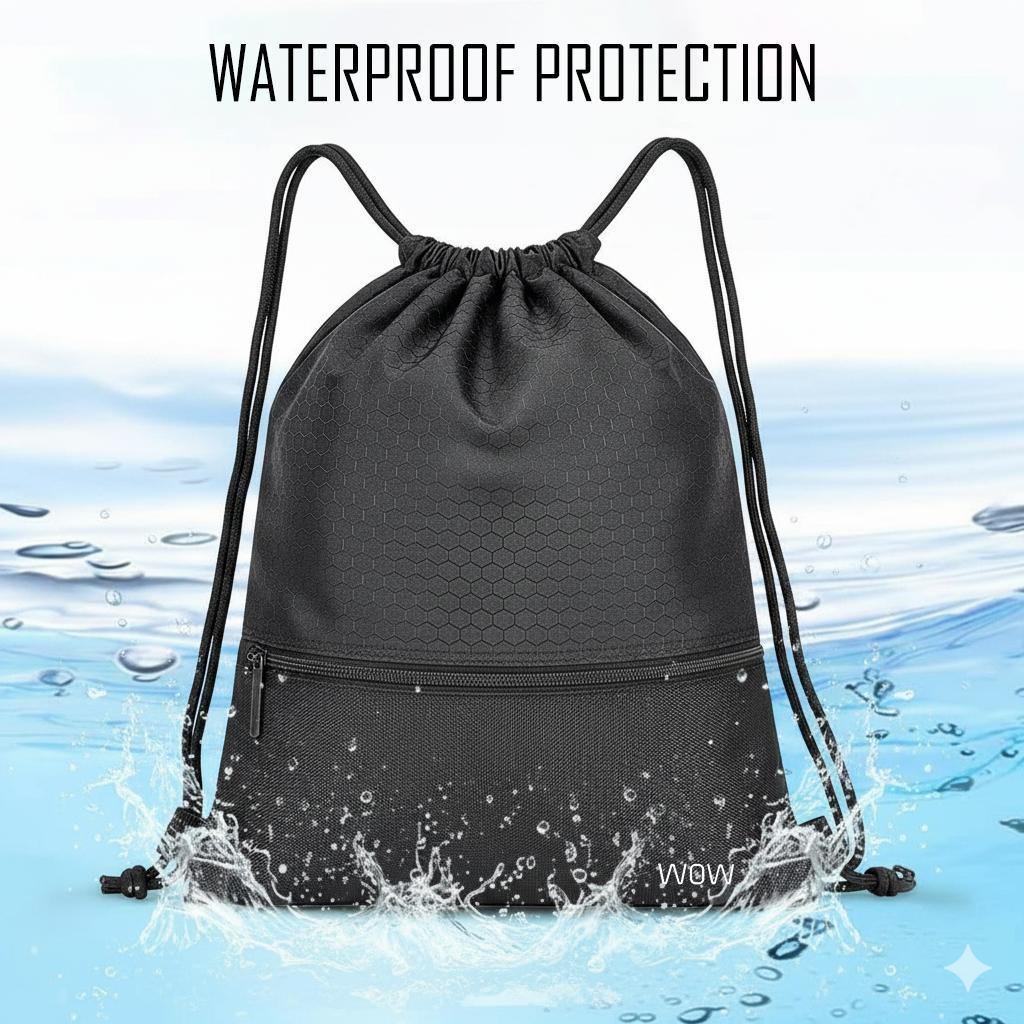 WOW Travel Water Resistant Gym Bag Drawstring Backpack