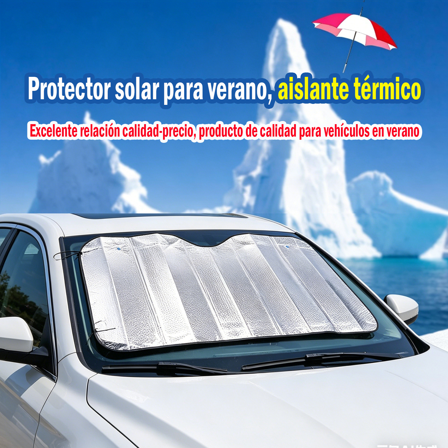 TEMU Paraguas para Parabrisas de Coche / Protector Solar para Vehículo / Cortina Solar para Coche 60X130Cm / Protector Térmico para Parabrisas /