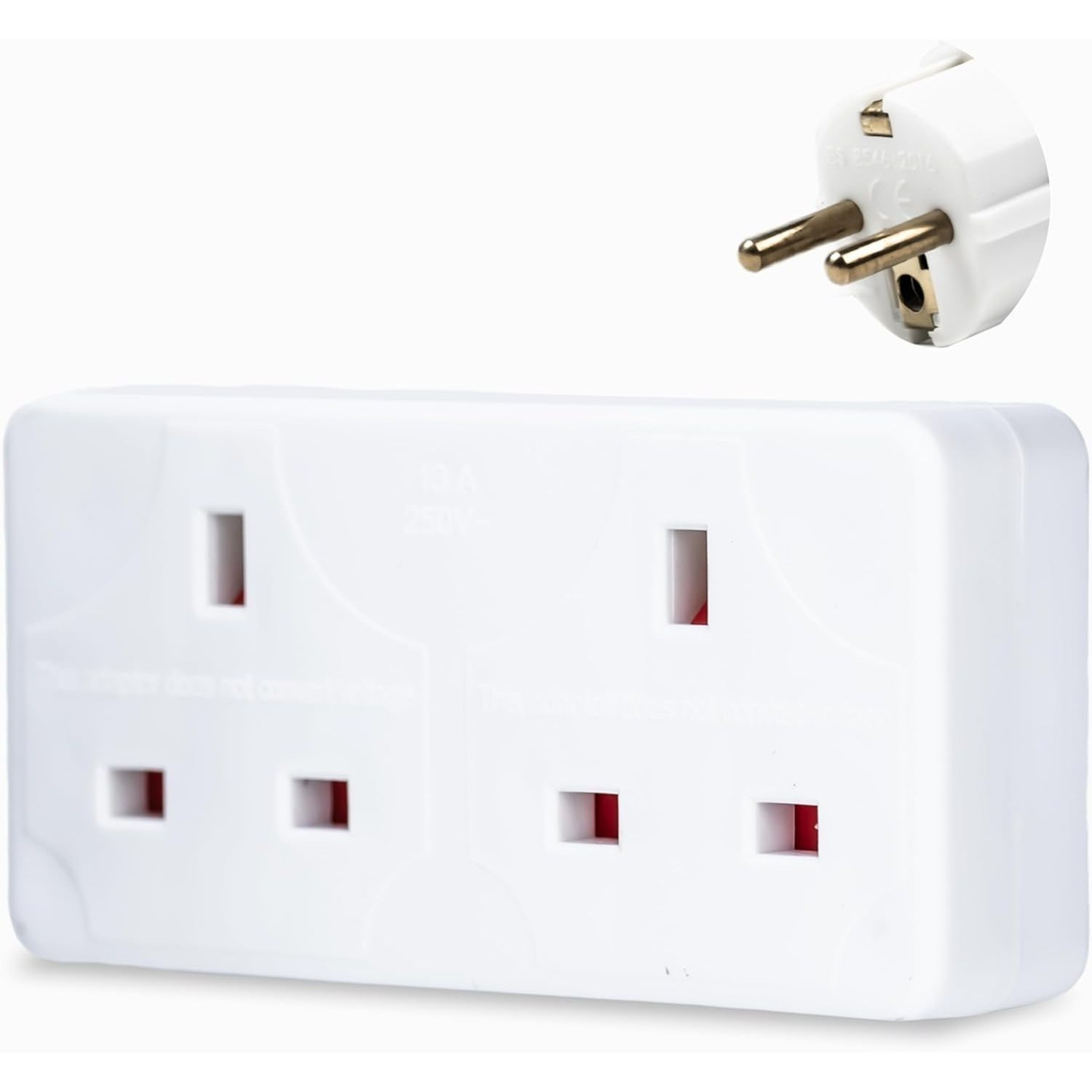 TEMU 2 Gang To Europe Travel Adaptor Wall Plug For France, Germany, Italy, Poland, Spain And All Over Eu - Dual Socket For Uk Devices - Safe &