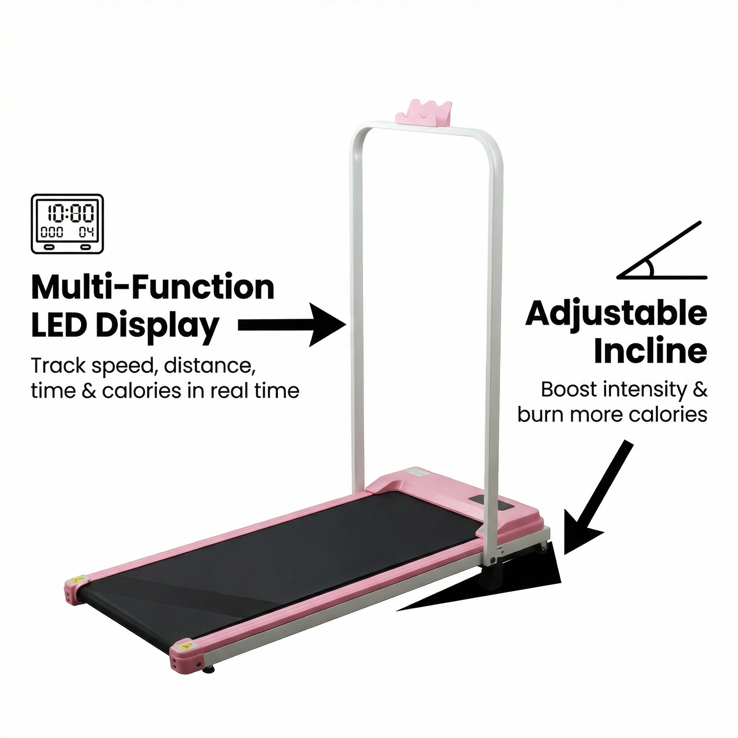 Foldable Walking Pad with Handle & Bluetooth, 8 km/h Speed