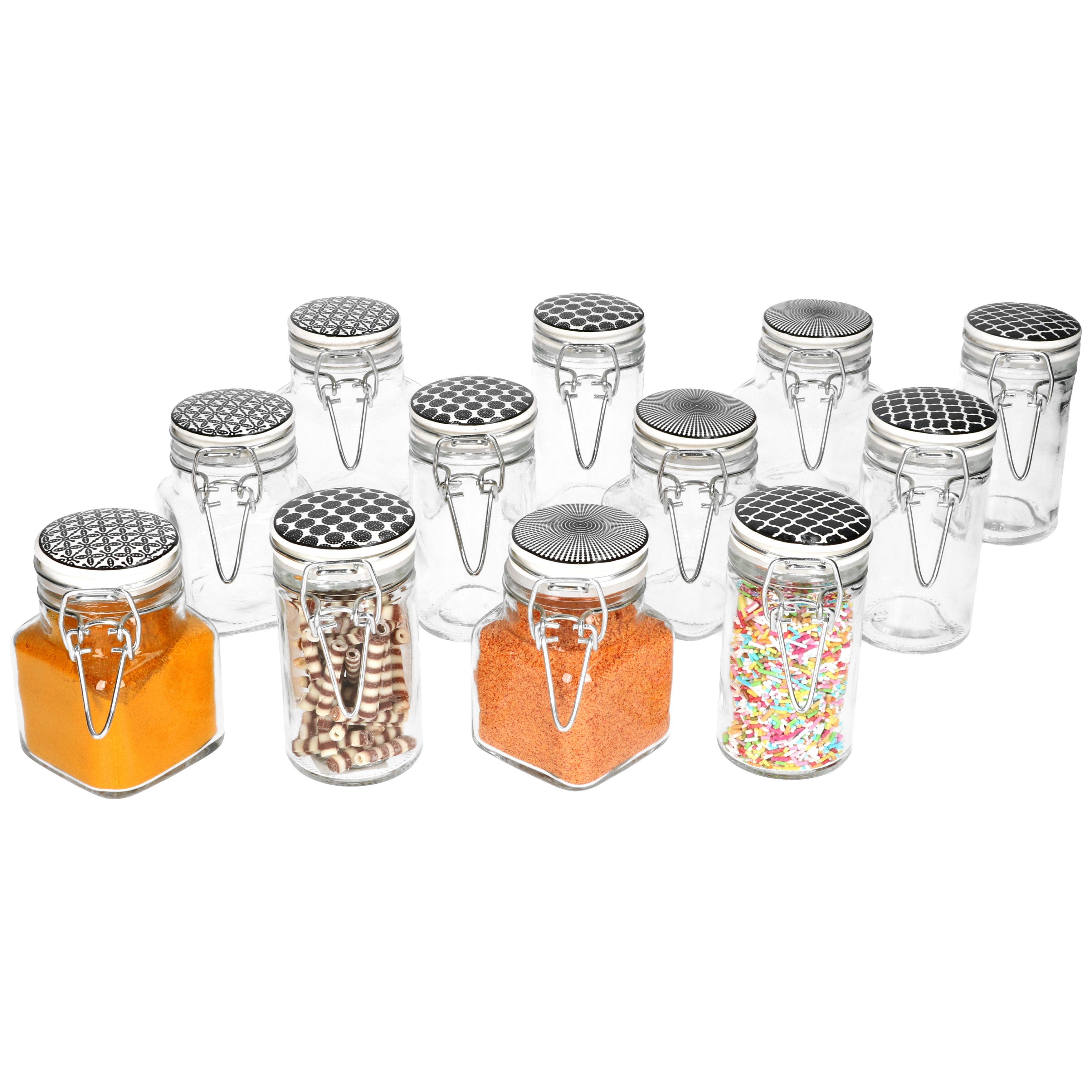 12 90ml Retro-motive Round Angular Storage Jars Containers