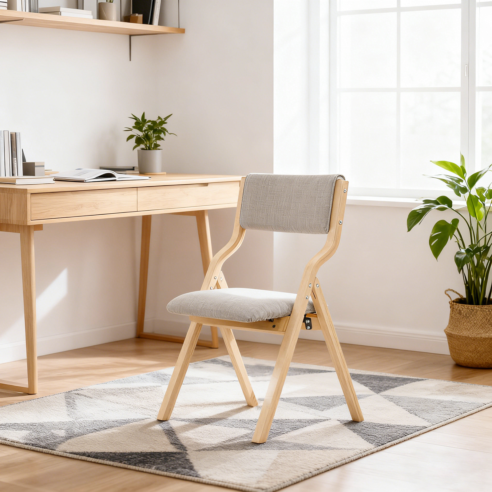 TEMU Silla Plegable Silla De Madera Silla Cocina Silla Comedor Con Respaldo Acolchada De Asiento Estructura Estable Para Cocina Oficina Salón Adultos
