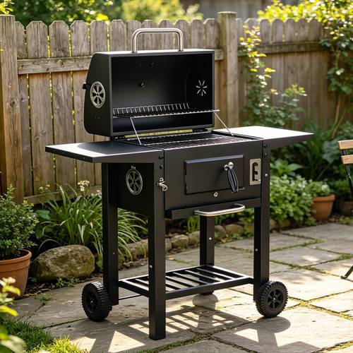 large portable charcoal bbq grill with warming rack outdoor garden steel