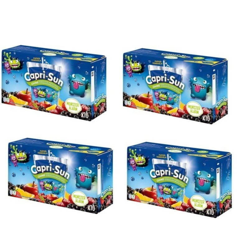 Image of 4 Boxes Of 10 Pack Capri Monster Alarm (40 X 200ml) Multi-fruit Refreshment Drink With 10% Fruit Juice Content Without Artificial Sweeteners, Artificial Flavors, And Dyes.