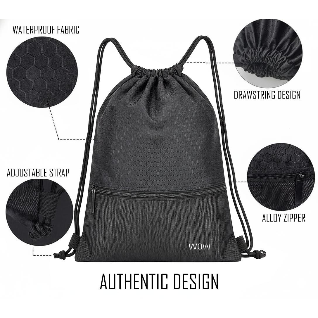 WOW Travel Water Resistant Gym Bag Drawstring Backpack