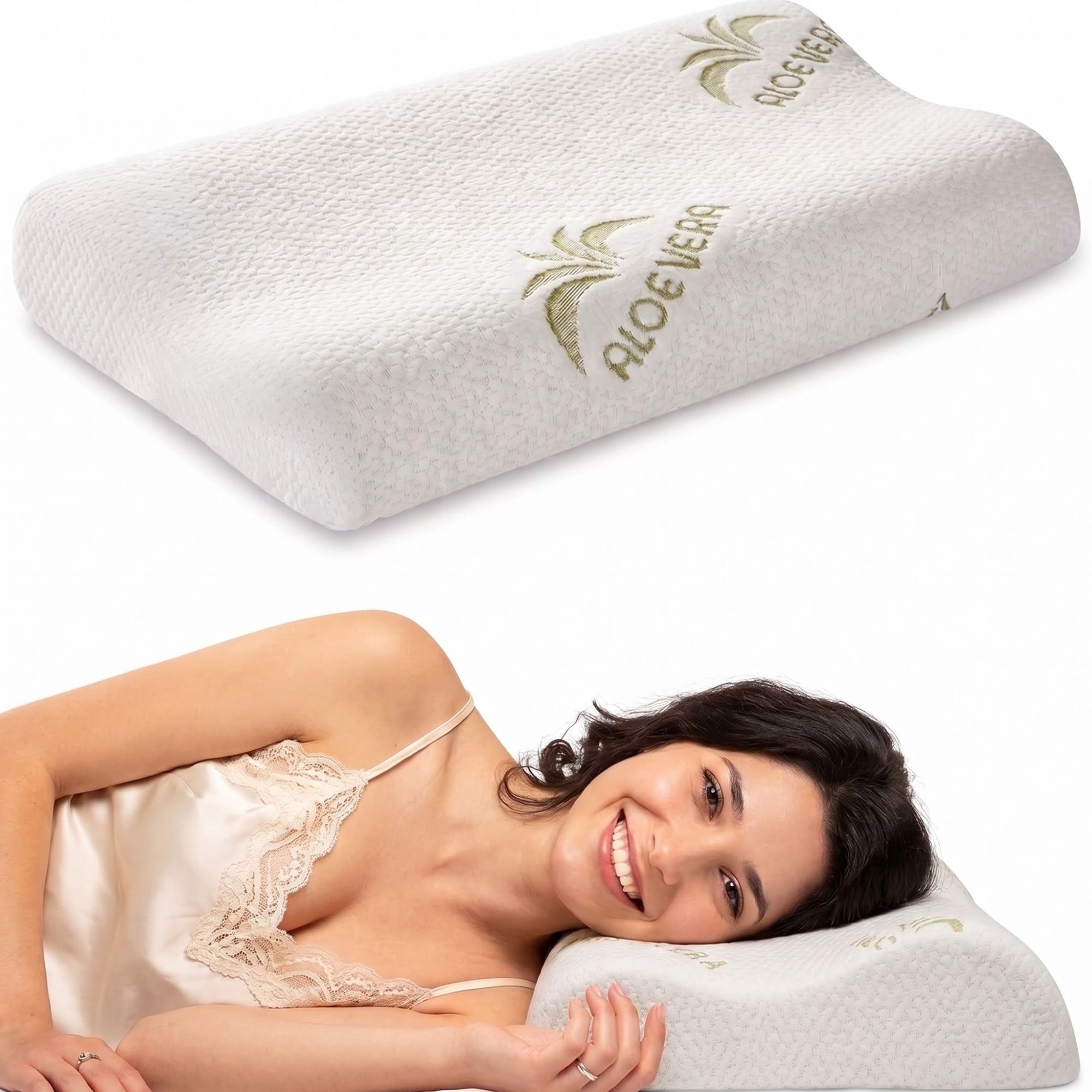 TEMU Memory Foam Cervical Pillow For Sleeping With Aloe Cover And Technology, Soft Neck Support Pillow 40x67