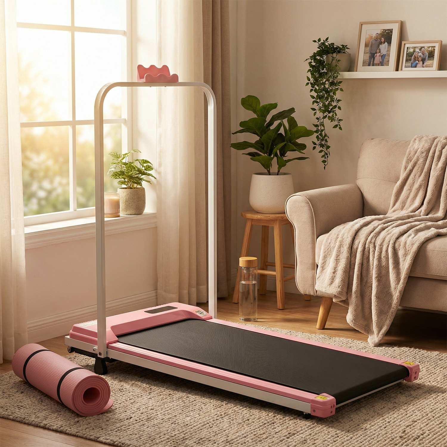 Foldable Walking Pad with Handle & Bluetooth, 8 km/h Speed