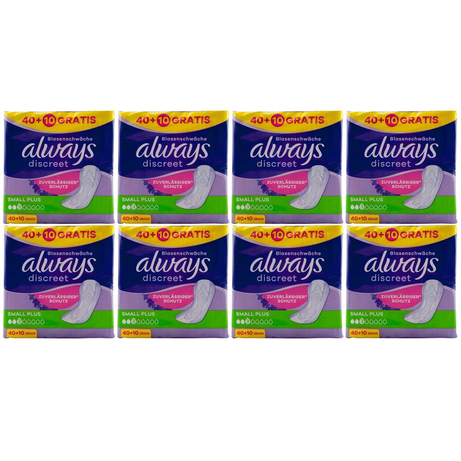 Image of Always Discreet Small Plus 8 X 50 Count Bladder Protection Incontinence Pads