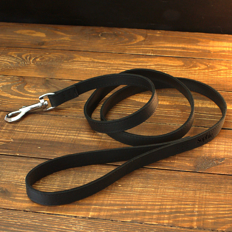 Personalized Handcrafted Leather Dog Leash 1.5m (150cm) - Custom Engraved Strong Full Grain Genuine Leather Pet Lead - Gold Or Silver Hardware - Premium Walking Leash For Small & Large Dogs