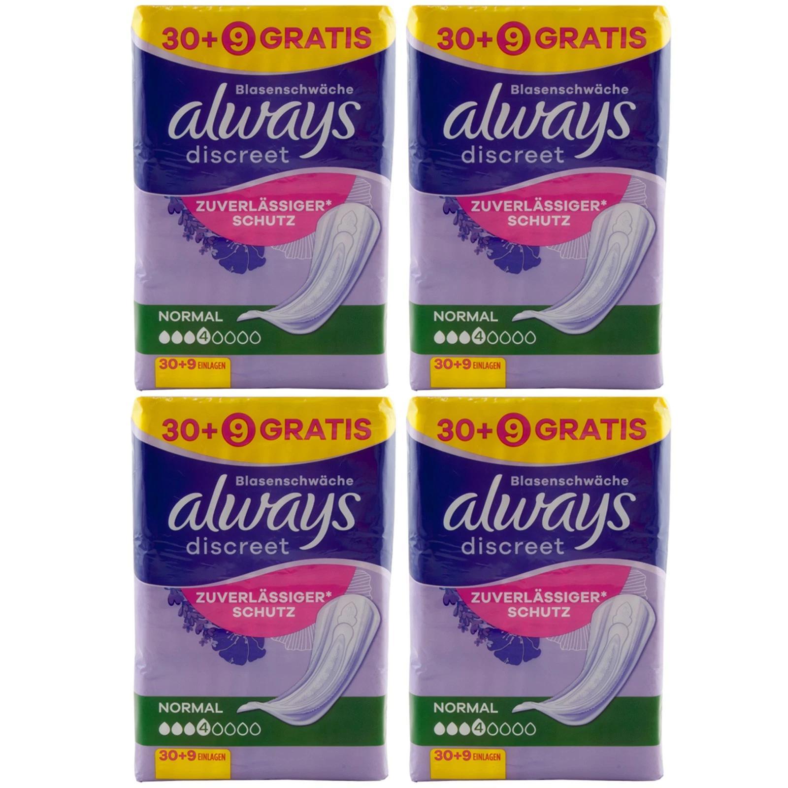 Always Discreet Normal 4x 39pcs Bladder Protection Reliable Incontinence