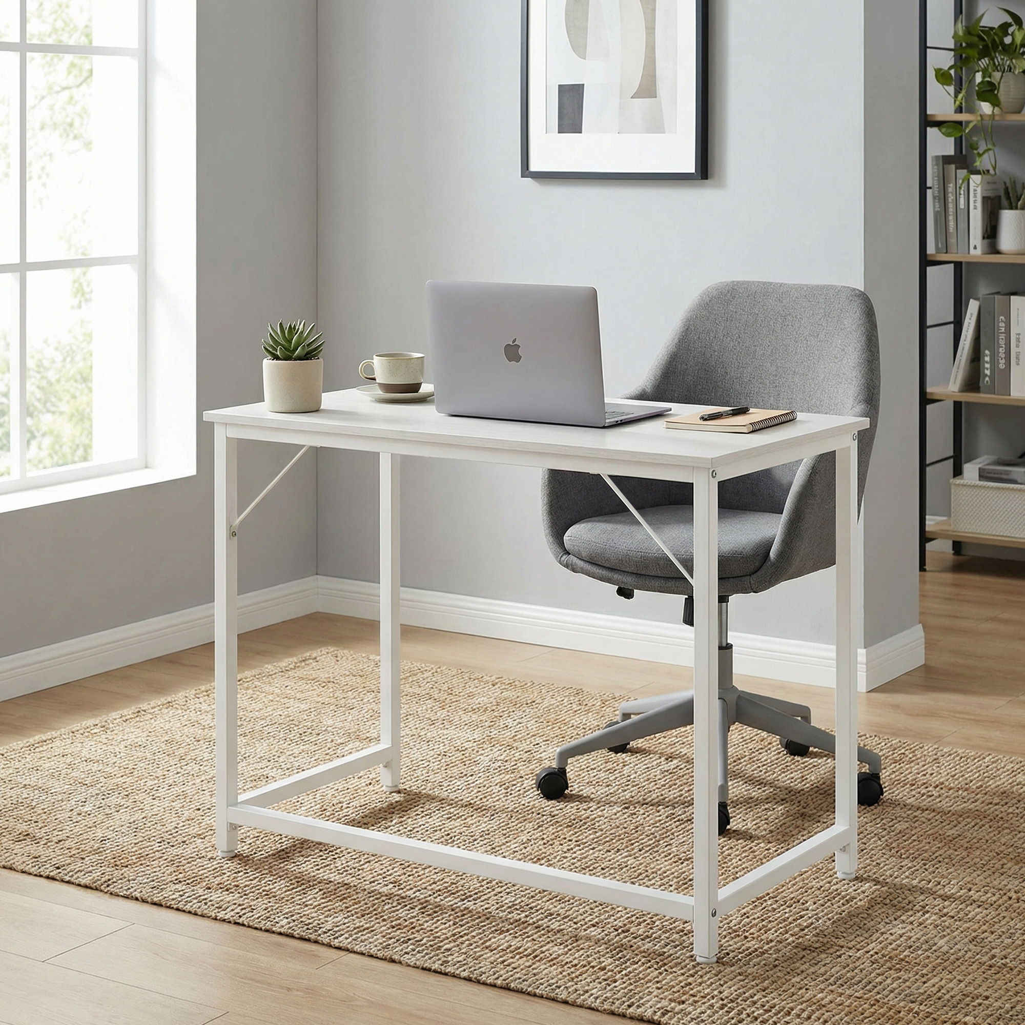 Desk, Small Computer Desk, Office Desk, For Study, Bedroom, Metal Frame