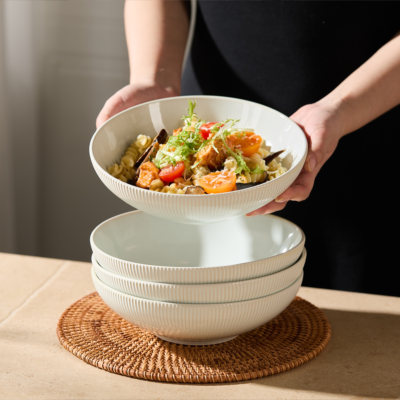 TEMU Juego de 4 piezas, Ø20 cm, 8 pulgadas, 980 ml, vajilla, juego de platos, hondo, para pasta, para sopa, para ensalada, para entrante, para
