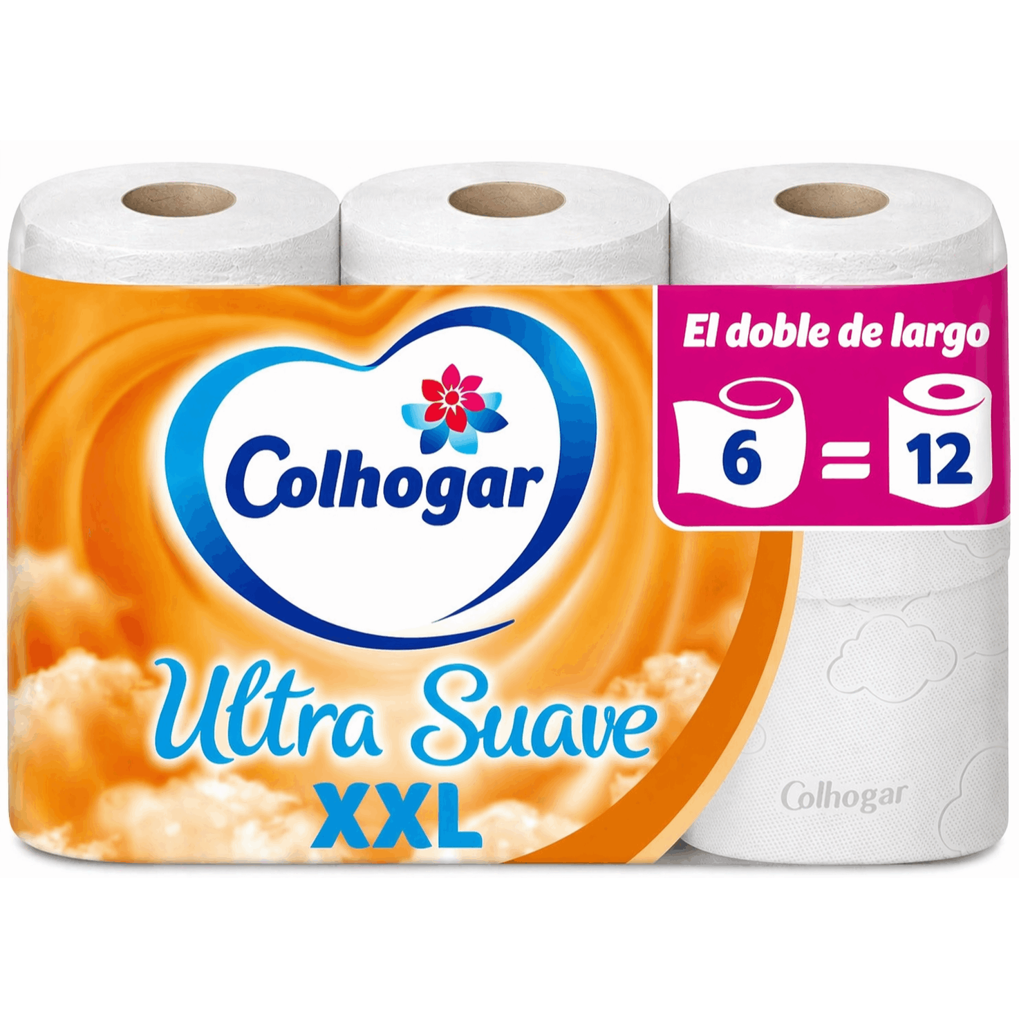 TEMU Colhogar Ultra XXL 6 ROLLOS DE 32.5 METROS - Papel Higiénico - Paquete con 6 Rollos Extra Grandes - Papel de Baño de 2 Capas - de Perfume -