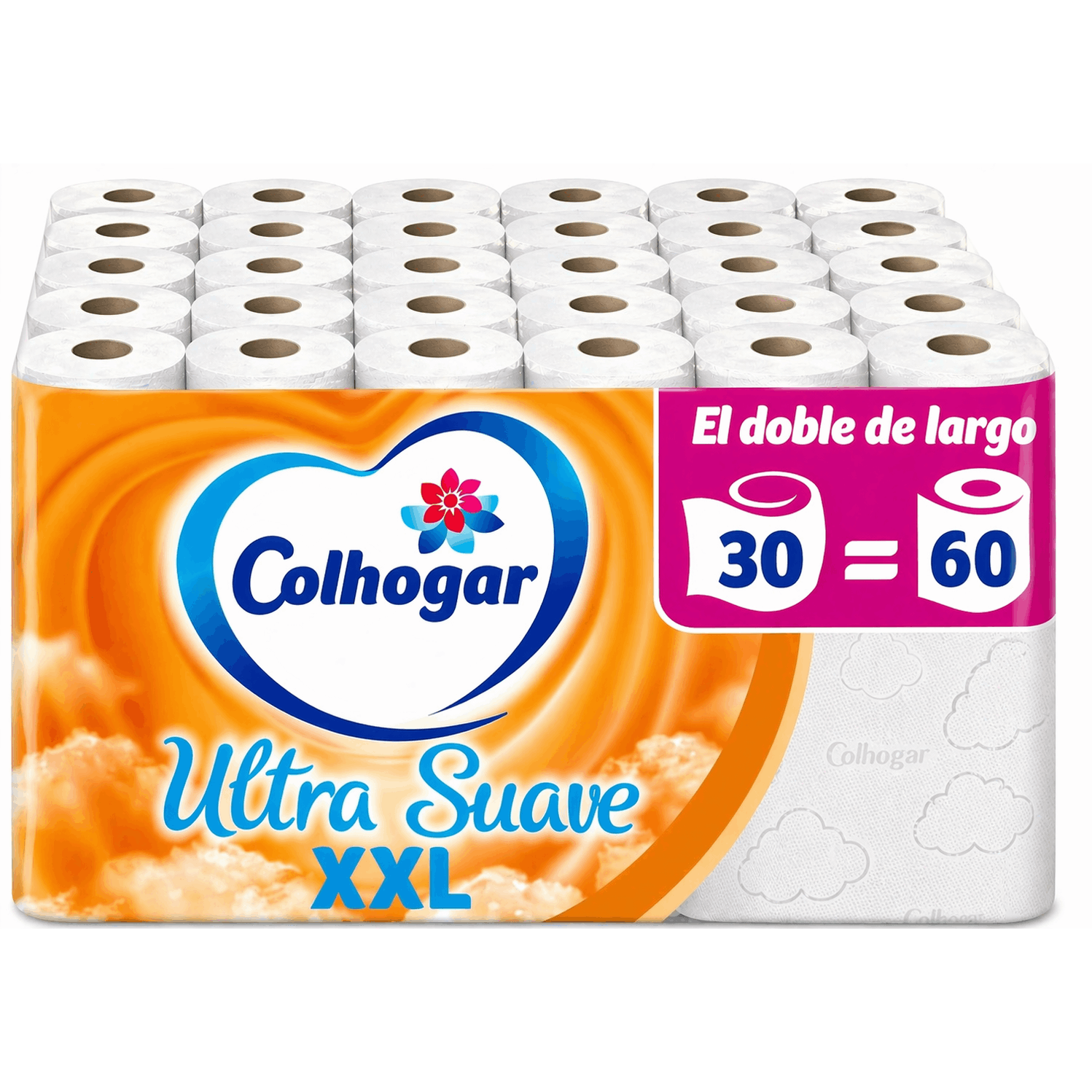 TEMU Colhogar Ultra XXL 30 ROLLOS DE 32.5 METROS - Papel Higiénico - Paquete con 30 Rollos Extra Grandes - Papel de Baño de 2 Capas - de Perfume -
