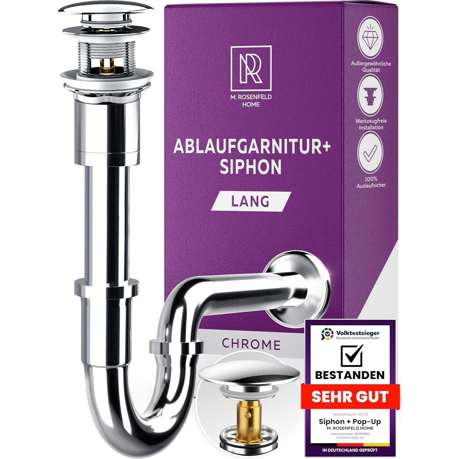Image of Adjustable Lavabo Siphon With Pop-up Plug - Complete 1 1/4" Kit - Anti-odor System - Universal Installation