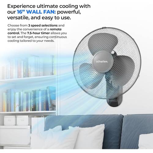 16 inch wall mounted fan with remote control oscillating cooling fan 40cm settings timer function quiet wall fan for bedroom office kitchen garage home cooling fan uk adjustable circulator energy wall fan white grey black