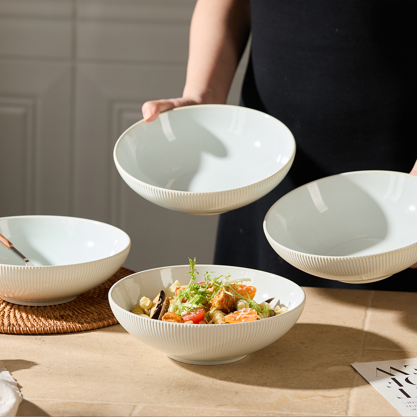 TEMU Set da 4 pezzi, �20cm, 8 pollici, 980ml, Stoviglie, Set di , Piatto , Piatto per pasta, Piatto da , Piatto da insalata, Piatto per antipasti,