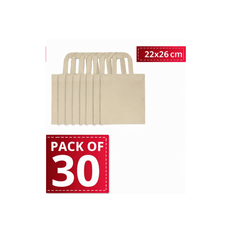 TEMU Bolsas de tela pequeñas tipo tote 22x26 cm, paquete de 30, 145 g/m², 100 % algodón
