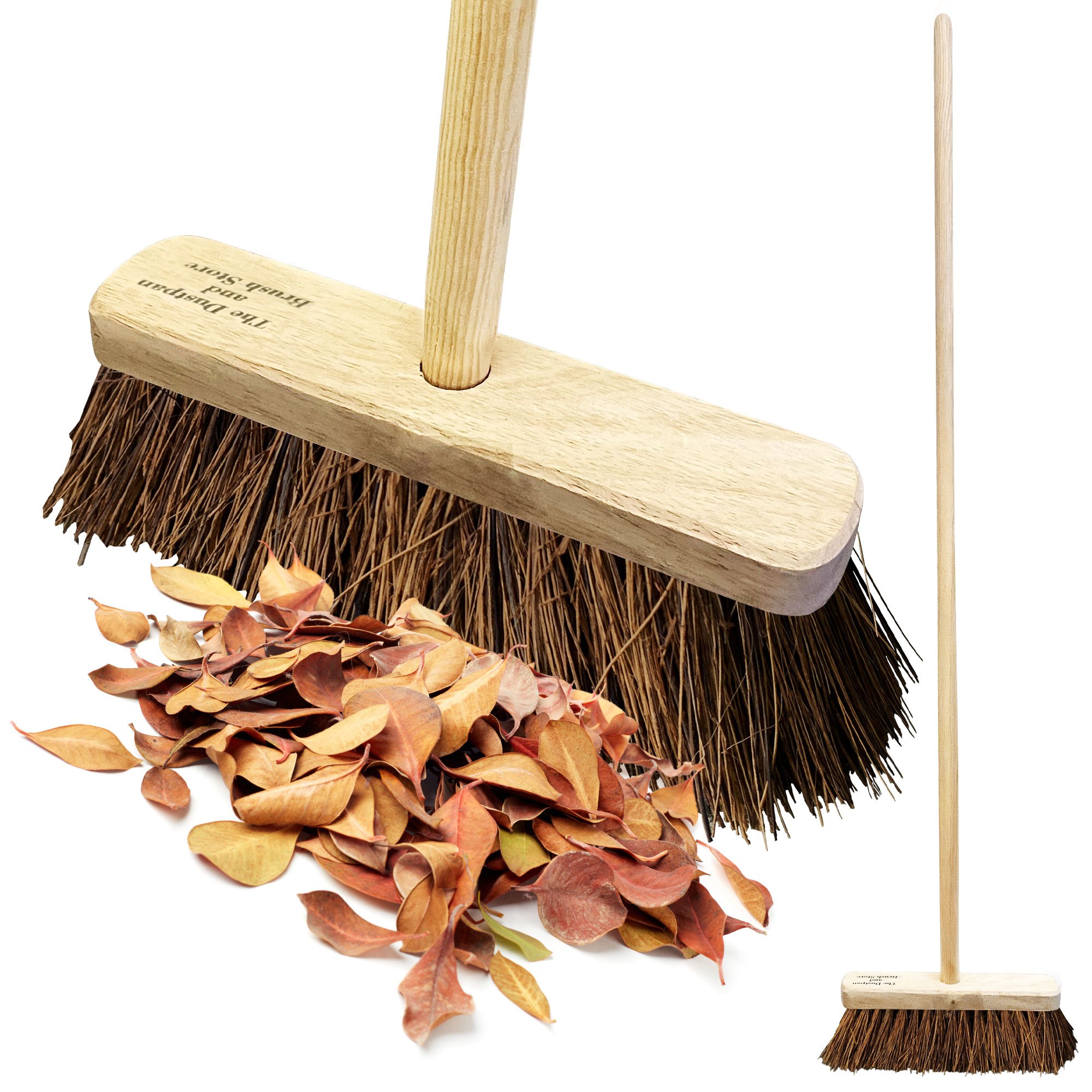 TEMU 10" Garden Broom Outdoor With Wooden Handle Natural Stiff Bassine Hard Bristle Sweeping Brush
