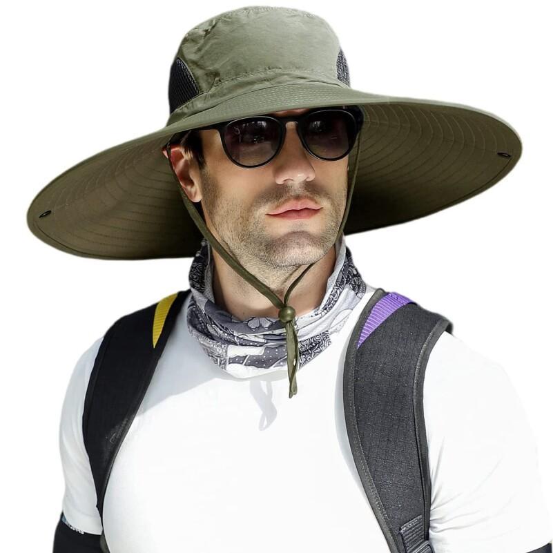 E-shop Sonnenhut – Hut mit breiter Krempe, multifunktionaler modischer Fischerhut, Unisex, verstellbarer Kordelzug, für Sport, Radfahren, Angeln,