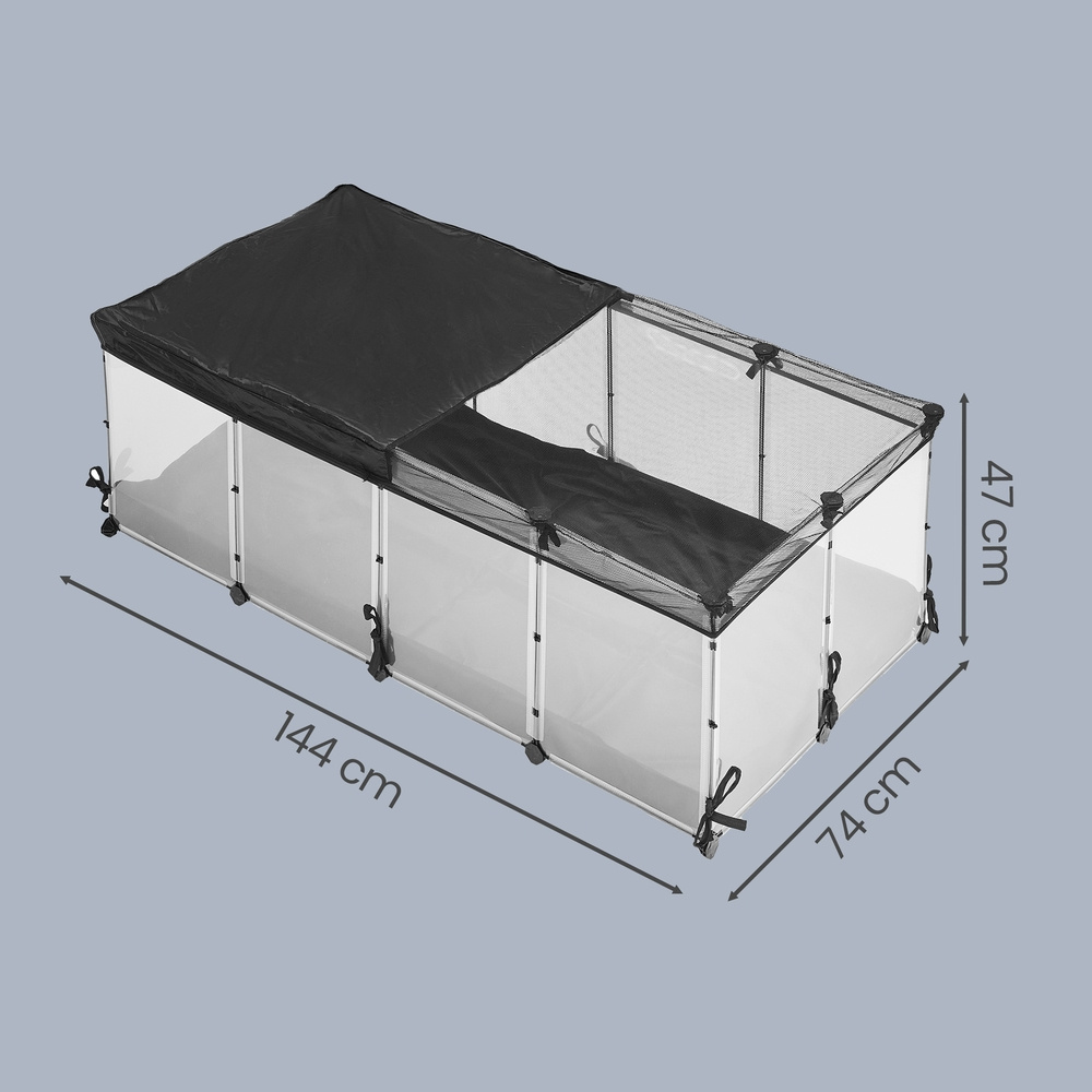 Image of Small Animal Enclosure, Semi-transparent Panels, Breathable, Water-resistant Fabric Base, Indoor Rabbit Hutch, Guinea Pig Cage, , 144 X 74 Cm