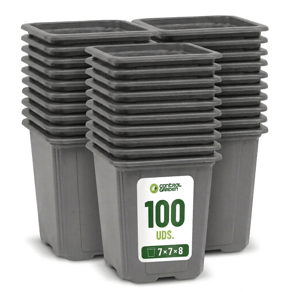TEMU Pack 100 Macetas Grises Cuadradas para Plantas 7 X 7X 8 cm - 100 Maceteros de Plástico para Flores 7 X 7X 8 cm - Ideal Exterior e Interior