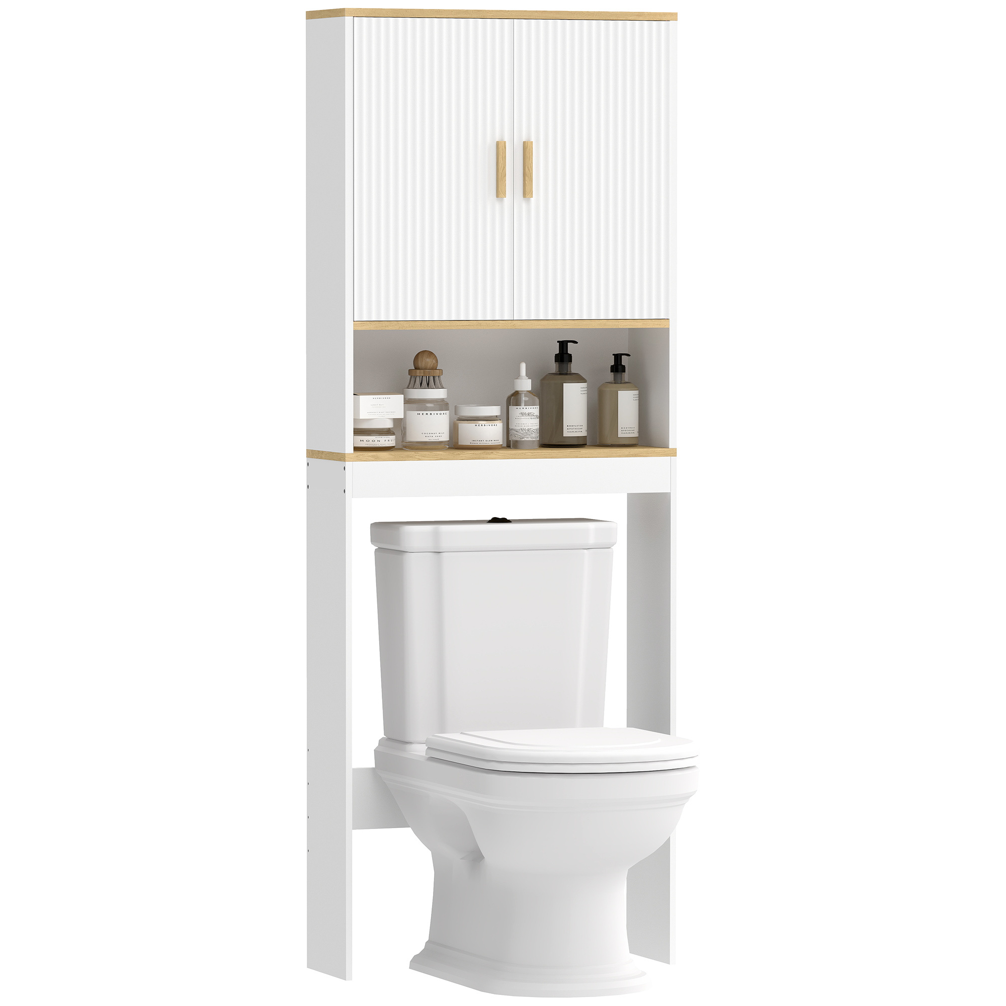 TEMU HOMCOM Estantería para Baño sobre Inodoro, Mueble Organizador de Baño de 3 Niveles con Estante Abierto, y Estante Ajustable, 64x20x170,5 cm