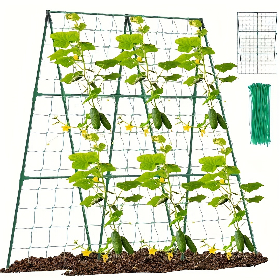 E-shop 2 Stück schweres PVC-Garten-Gitter - robuste Unterstützung für Kletterpflanzen, Blumen und Gemüse, langlebiges, wetterbeständiges Material,