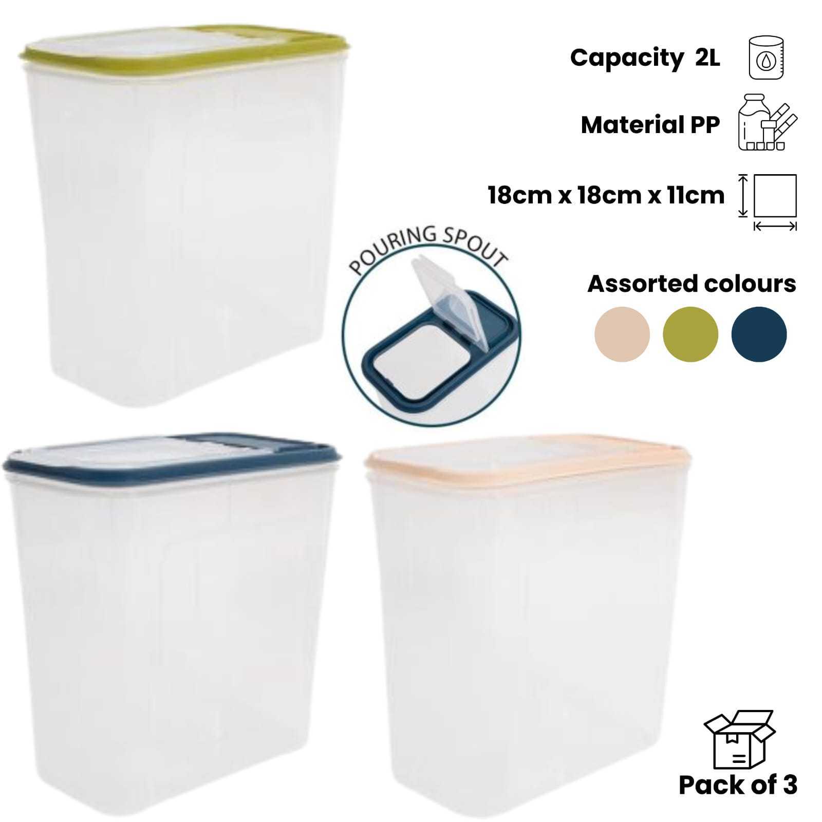 TEMU 3 Pack Dry Food Storage Container 2 , Organizer For Cereal, Snacks, Rice, Pasta & Pantry Storage