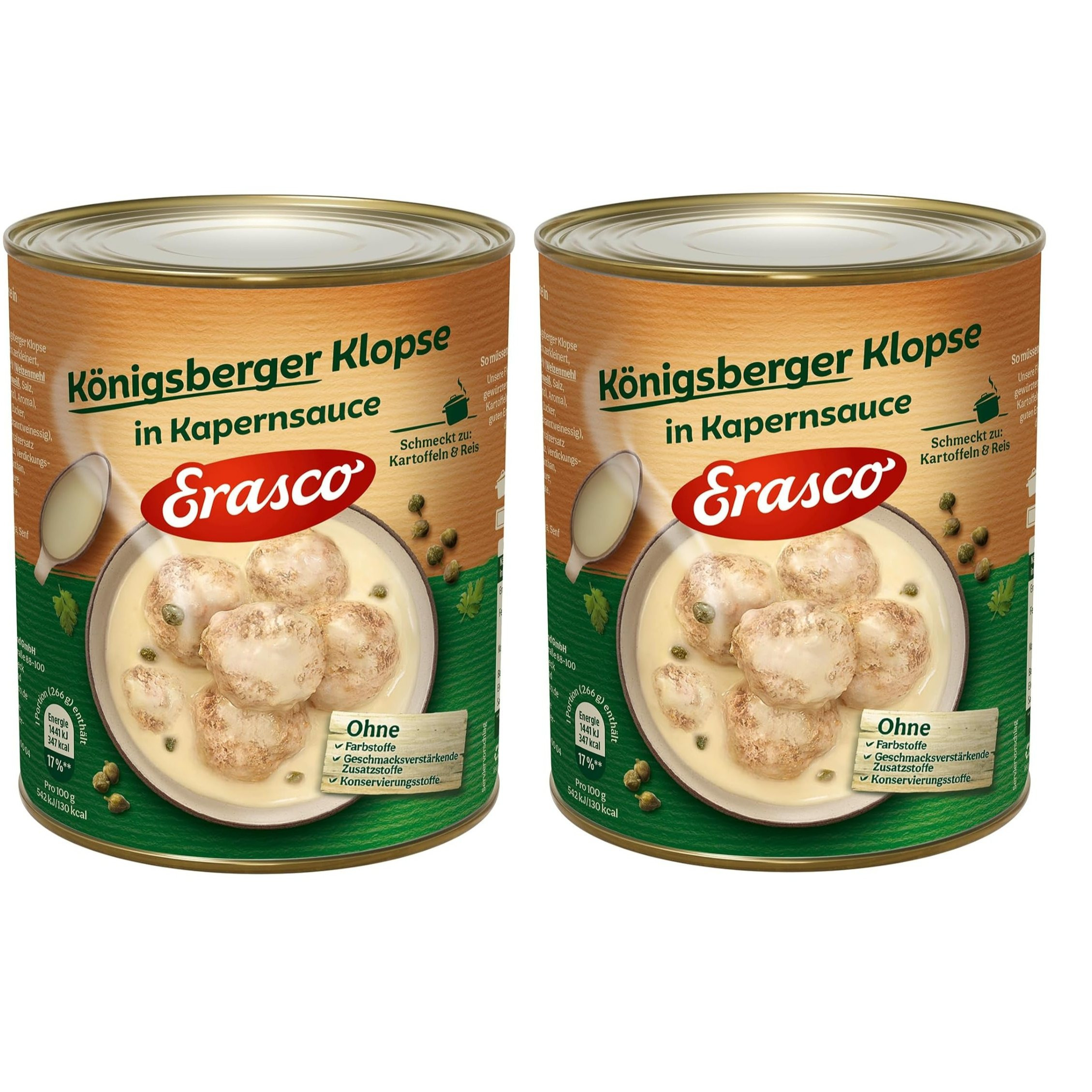 Erasco 6 Königsberger Meatballs In Capers Sauce, 2 X 800g