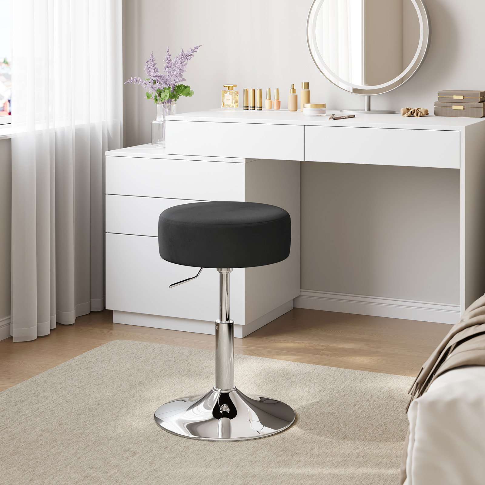 Light Luxury Round Makeup Stool, Vanity Stool, Makeup Chair