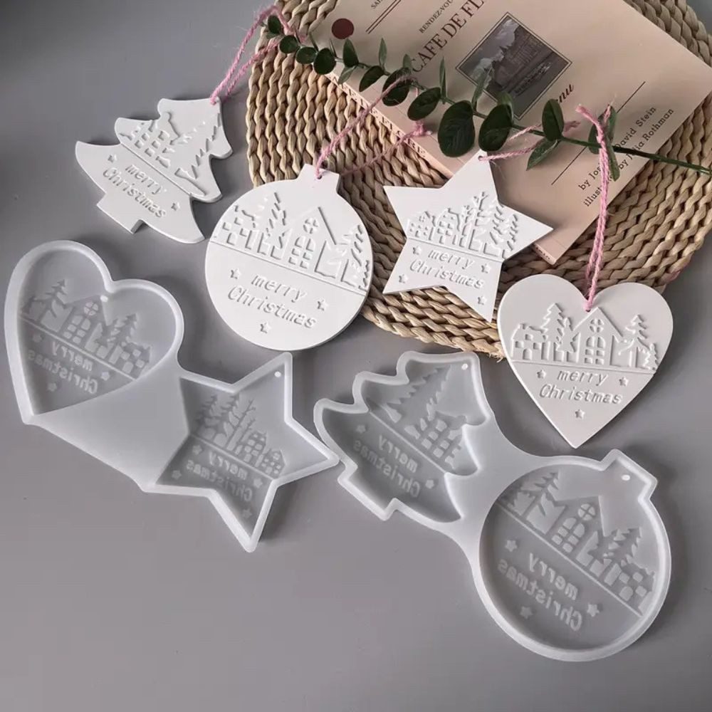 TEMU Christmas Silicone Casting Molds 4-piece Set Heart & Star Diy Craft Molds For Christmas Ornaments – Flexible Reusable Plaster Molds For Creative
