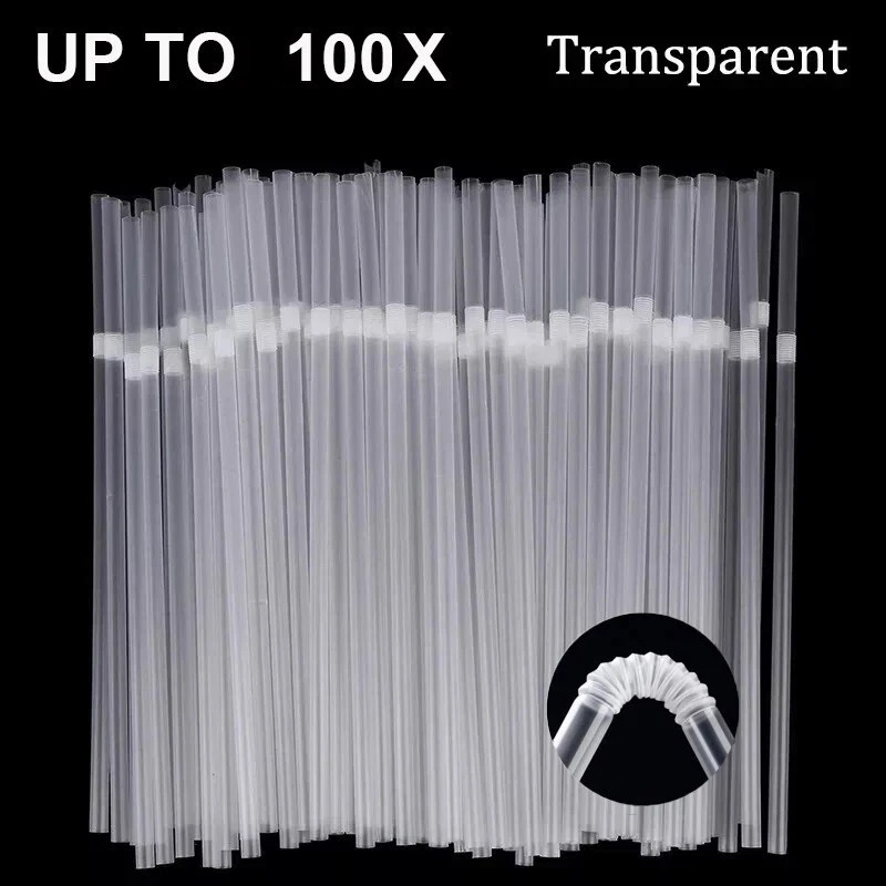E-shop Transparente 8'' flexible Trinkhalme 210 mm x 6 mm für Party, Hochzeit, BBQ, Cocktails