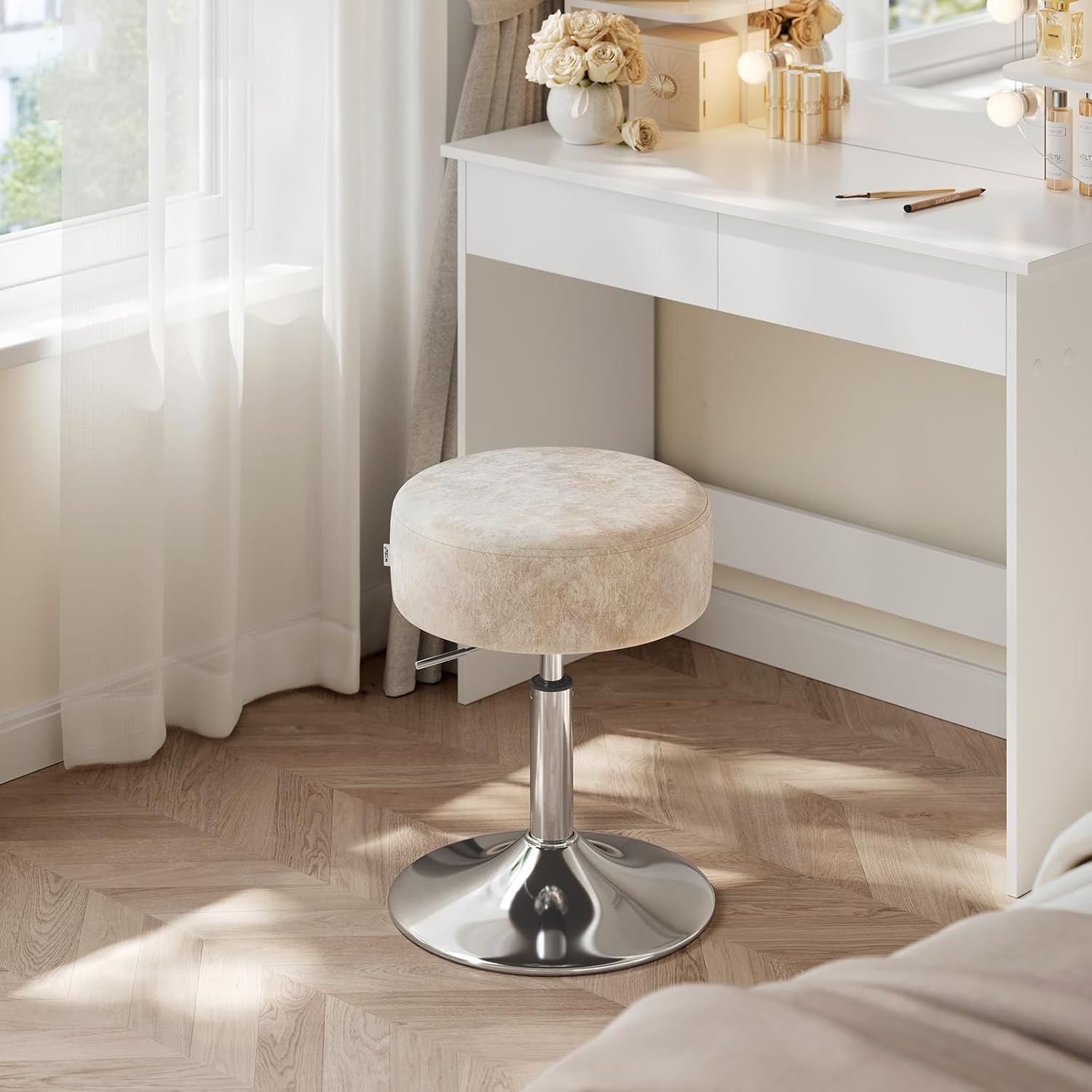Light Luxury Round Makeup Stool, Vanity Stool, Makeup Chair, Small Stool