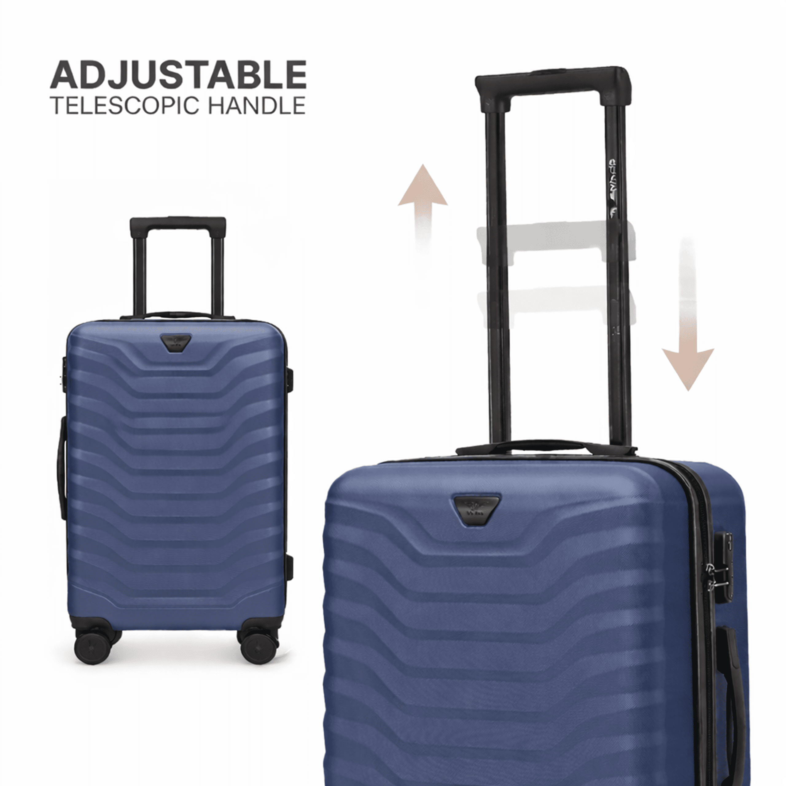 Image of Medium Abs+ 24" Luggage / 65 × 44 × 25 Cm Whole / Travel Bag / Durable Telescopic Handle Resistant To Damage, 4 Double 360° Peaflow Wheels, Navy Blue Color