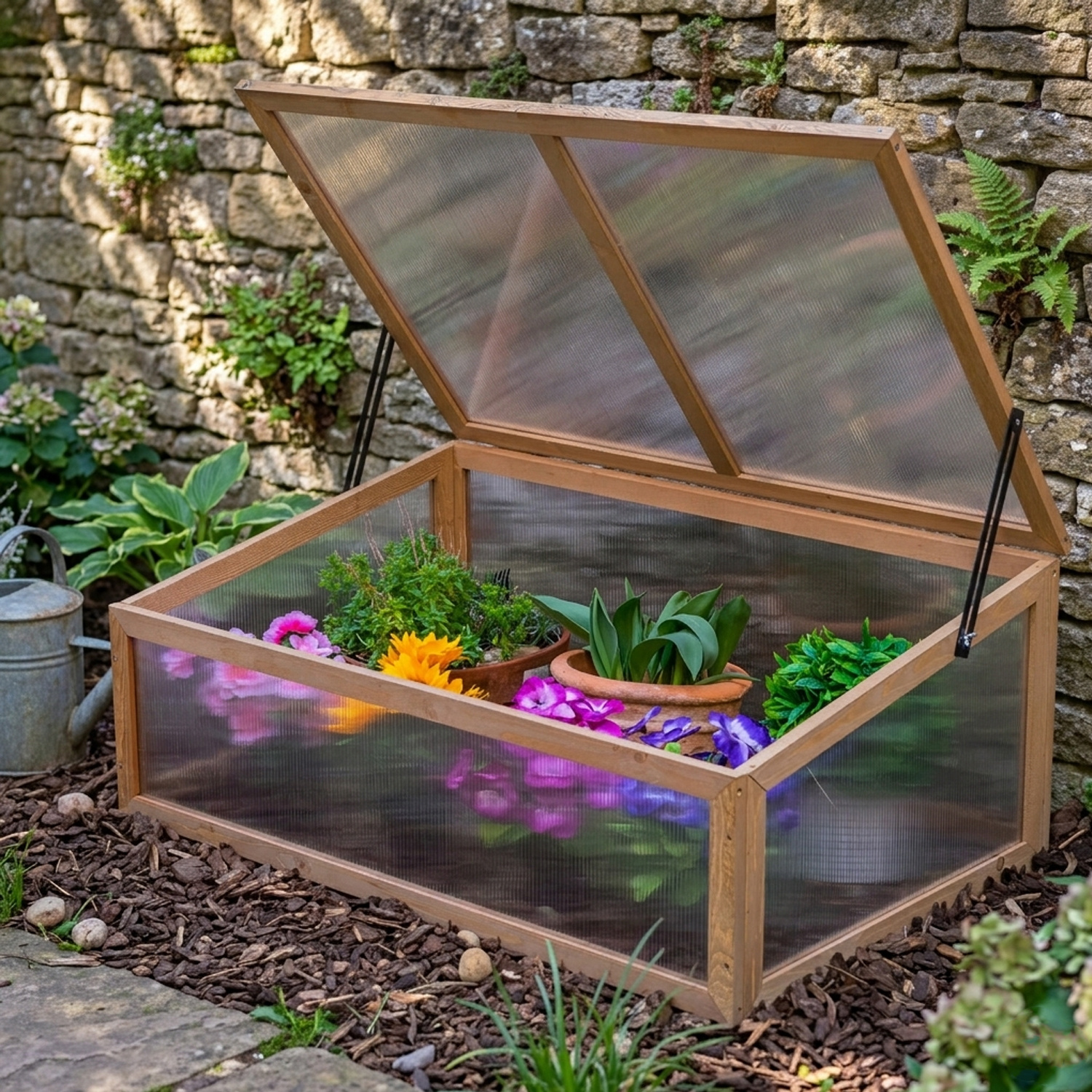 TEMU Wooden Cold Frame – Garden Plant & Seed Protection Growhouse With Clear Hinged Lid