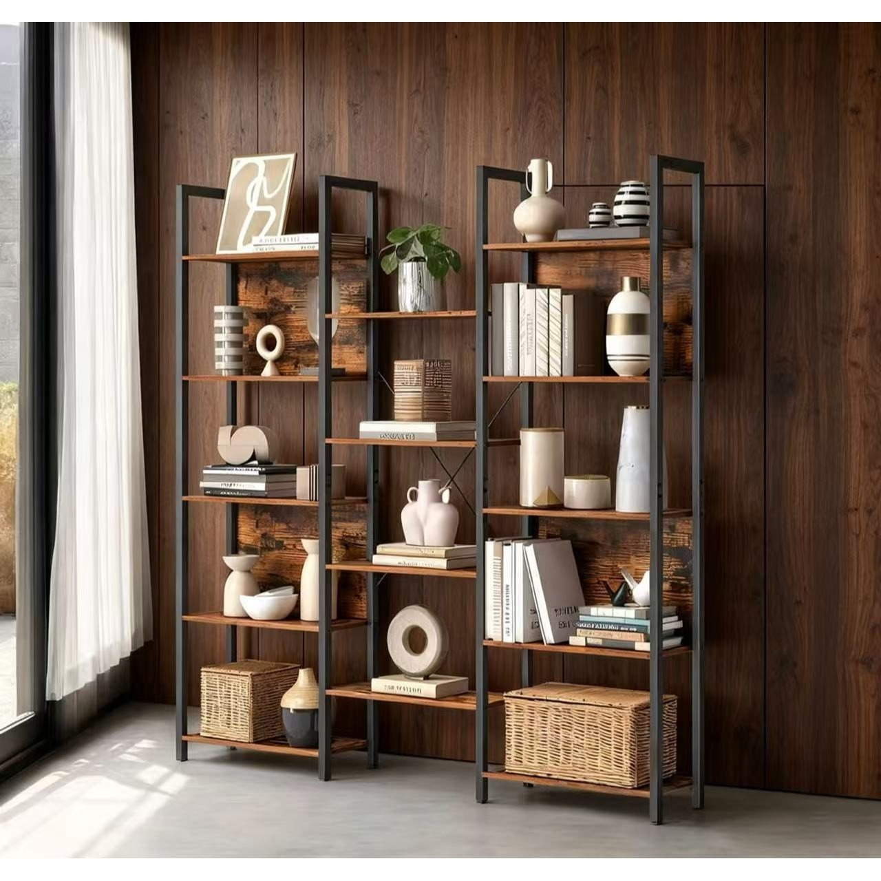 Image of Bookshelf, Standing Shelf With 14 Shelves, Metal Frame Shelf, , 24 X 158 X 166 Cm