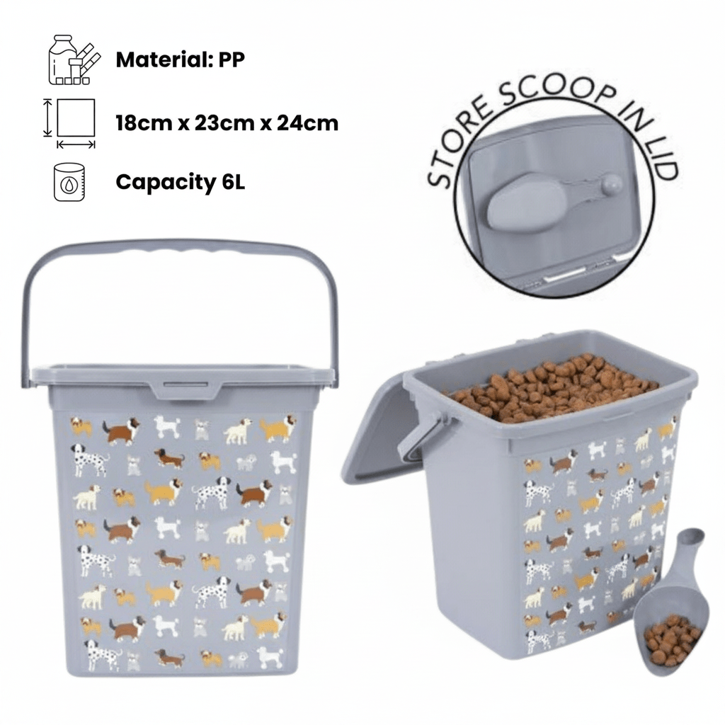 TEMU Pet Treat And Food Storage Container 6l Large Capacity Dry Food Box With Lid For Treats Kitchen Organisation Home Use.