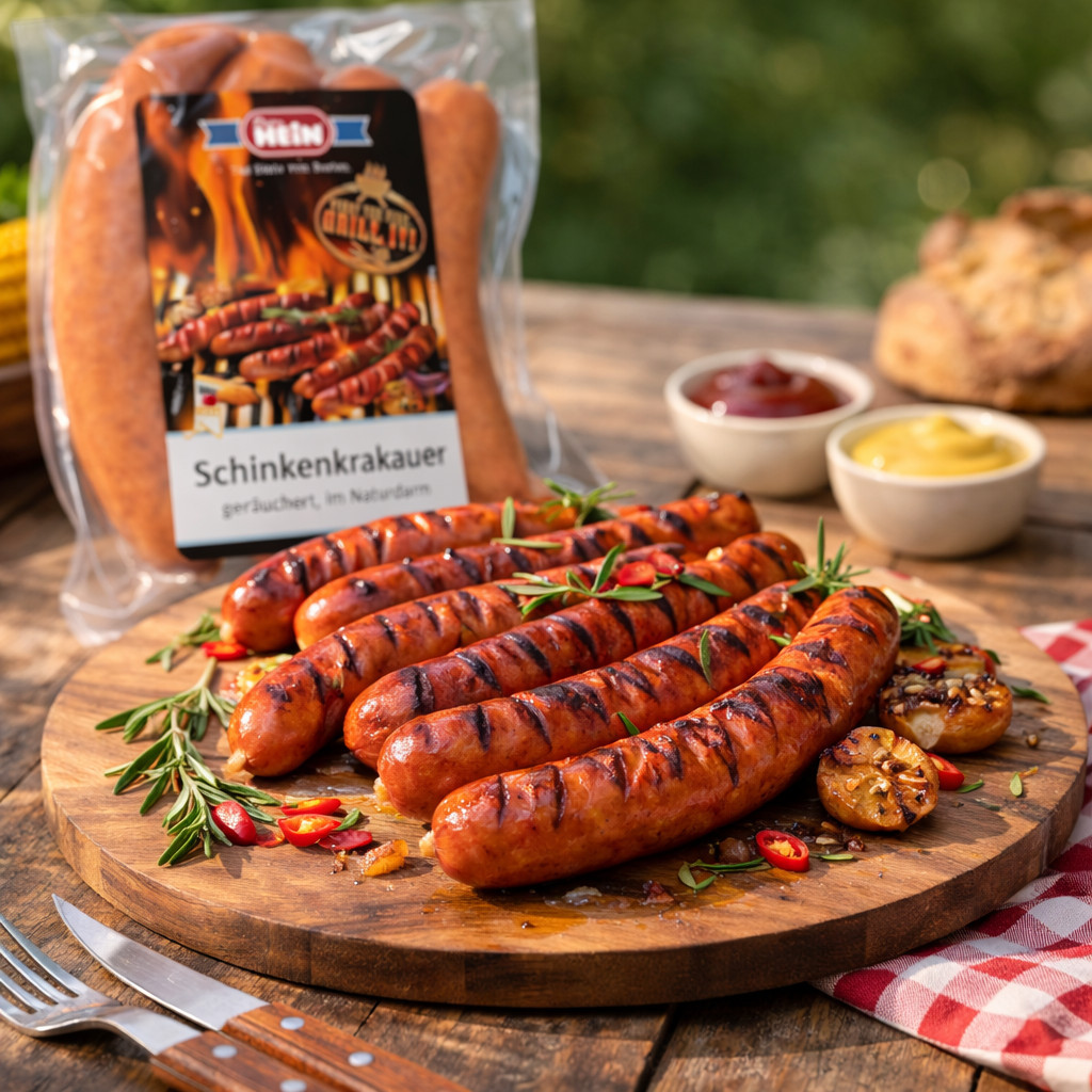 Image of 2x Schinkenkrakauer Sb 4x90g – Smoked Krakauer Sausages, Hearty & Juicy