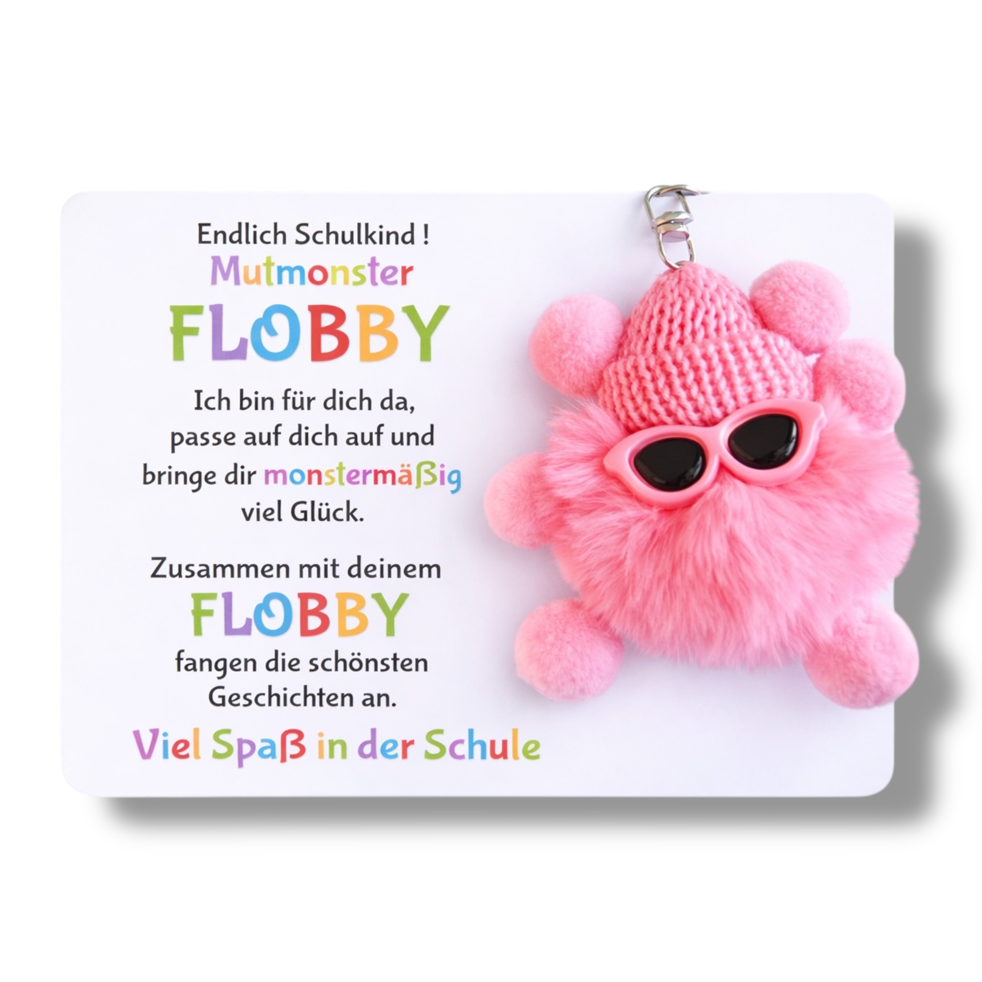 E-shop Einschulung Geschenk Flobby Glücksbringer für die Schultüte Grundschule - rosa