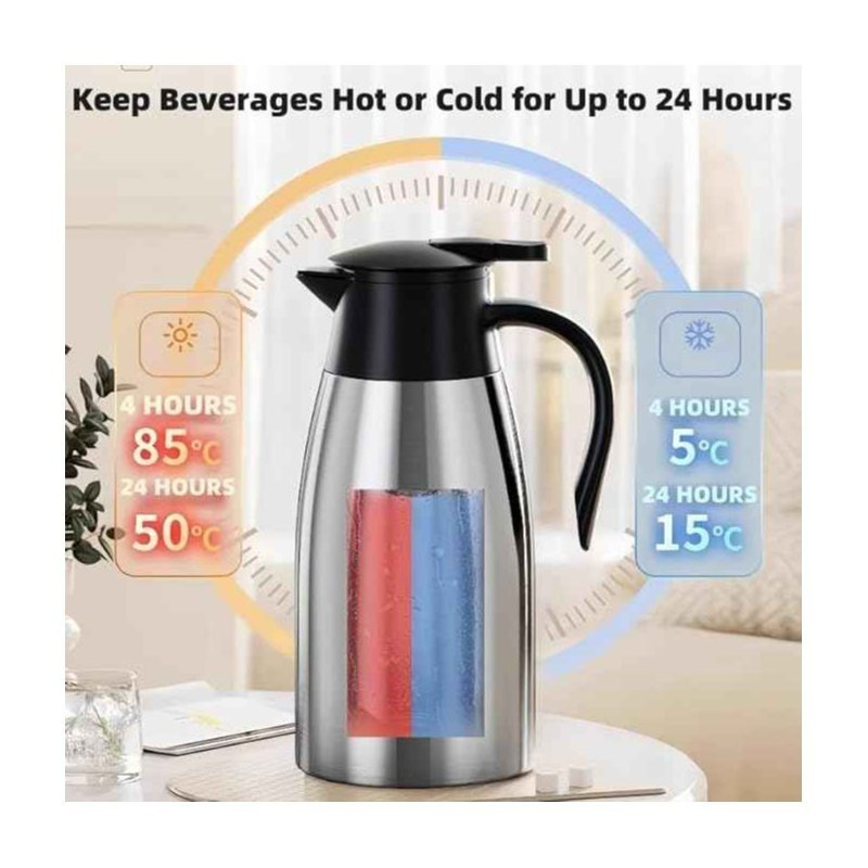 TEMU 1pc 2l Insulated Jug Coffee Jug Stainless Steel Keeps Warm For 24 Hours Double Wall Vacuum To Keep Hot Drinks Kettles, Teapots And Coffee Makers