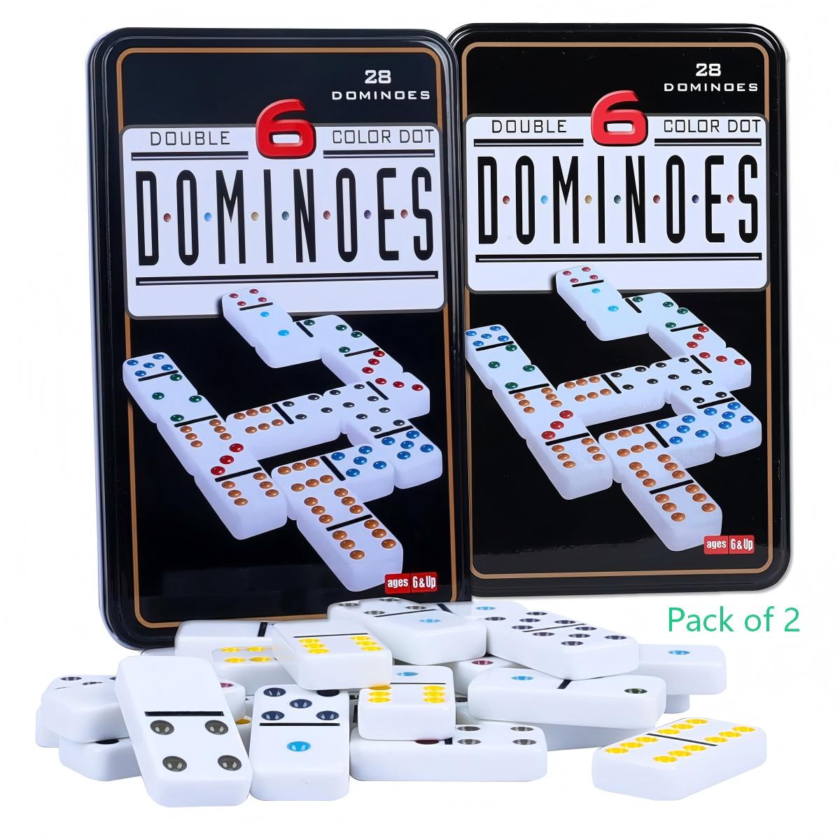 Image of Pack Of 2,domino Set For Adults, Double 6 Dominoes With 28 Stones,classic Board Game With Carry Bag For Family Games And Travel