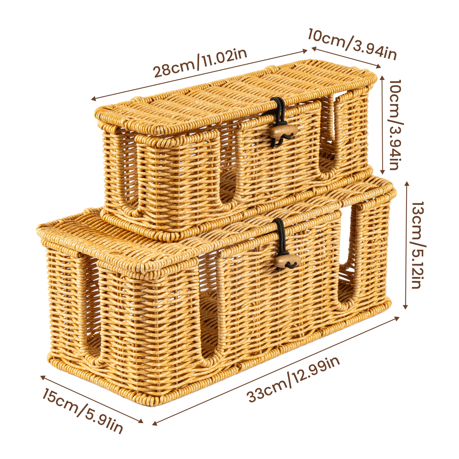 Rattan Woven Cable Organizer Box with Lid