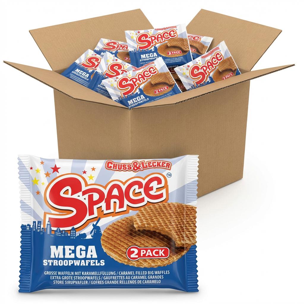 Image of Space - Mega Stroopwafels - Caramel Waffles - 24 Double Pack - 24x80g
