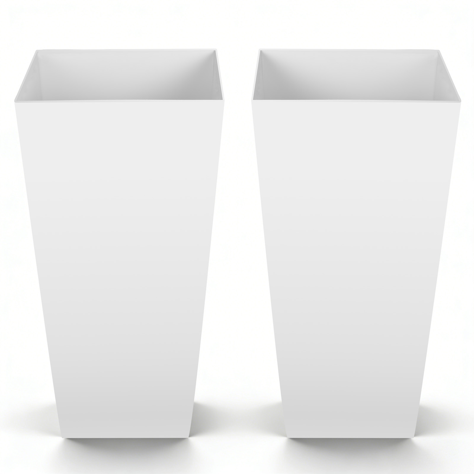 Image of Vevor Tall Planters Set Of 2, 26 Inch Large Outdoor Taper Planters For Outdoor Indoor Plants, Front Porch Plastic Pots With Casters, Inner Pot & Drainage Holes For Patio, Garden, White