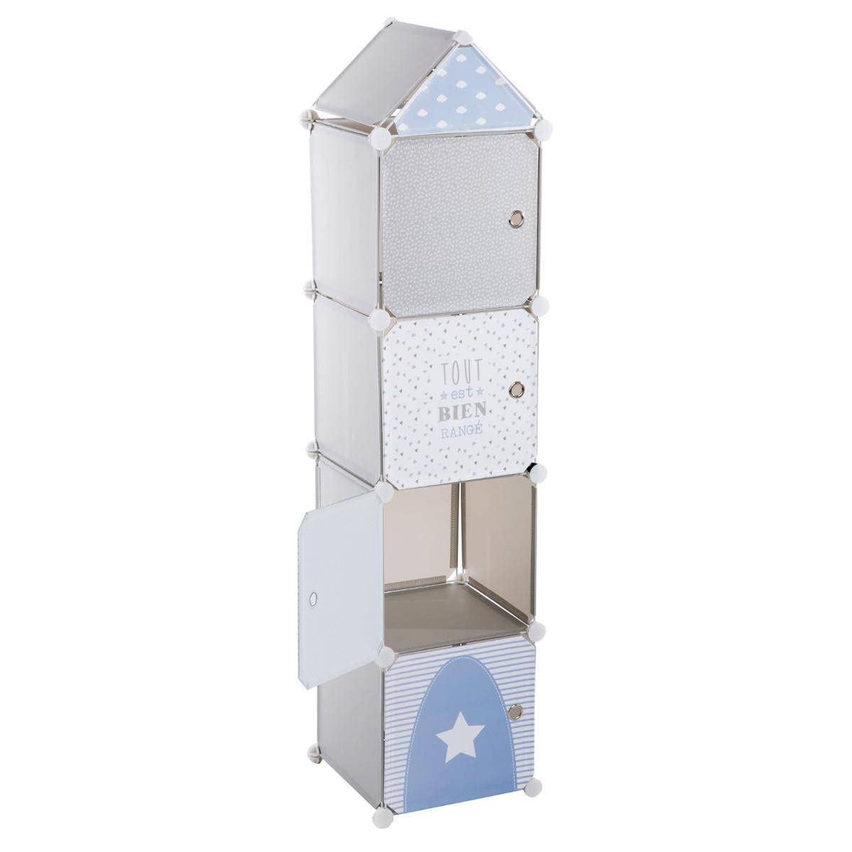 TEMU Colonna di stoccaggio elevata 139 cm in acciaio grigio L.34,2 X P.31,5 X H.139 Cm, cassetti 30 X 30 X 30 Cm, da assemblare